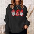 Three Gnomes In Red Costume Christmas Hanging With Gnomes Sweatshirt Gifts for Her