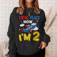 Time Flies Now Im 2 2Nd Birthday Airplane Decoration Party Sweatshirt Gifts for Her
