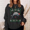 Ugly Sweater Christmas Dolphin Lover Santa Hat Animals Sweatshirt Gifts for Her