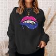 Vampire Lips Bi-Sexual Pride Sexy Blood Fangs Lgbt-Q Ally Sweatshirt Gifts for Her