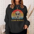 Vintage I Come In Peace Alien Smoking Sweatshirt Gifts for Her