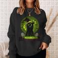 Vintage Scary Halloween Cat Witch Hat Moon Costume Sweatshirt Gifts for Her