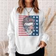 American Flag Skull Skeleton Biker4Th Of July Biker Funny Gifts Sweatshirt Gifts for Her