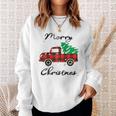 Buffalo Plaid Christmas Tree Cute Red Truck Xmas Sweatshirt Gifts for Her