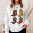 Cowboy Boots Colorful Cowgirl Western Country Rodeo Vintage Sweatshirt Gifts for Her
