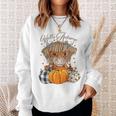 Hello Autumn Fall Highland Cow Pumpkins Thanks Giving Sweatshirt Gifts for Her