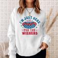 Im Just Here For The Wieners Hot Dog Funny Fourth Of July Sweatshirt Gifts for Her