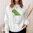 Indian Ringneck Parakeet Parrot Male Fake Pocket Sweatshirt Gifts for Her