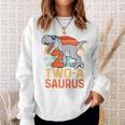 Kids Two A Saurus Rex 2Nd Birthday Dinosaur 2 Year Old Boys Sweatshirt Gifts for Her
