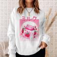 Milk Shake Carton Funny Japanese Kawaii Strawberry Retro 90S 90S Vintage Designs Funny Gifts Sweatshirt Gifts for Her