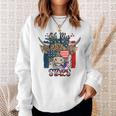 Oh My Stars Highland Cow Heifer Cow Girls 4Th Of July Sweatshirt Gifts for Her