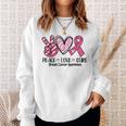 Peace Love Cure Breast Cancer Pink Ribbon Awareness Sweatshirt Gifts for Her