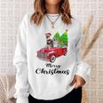 Schnauzer Ride Red Truck Christmas Pajama Sweatshirt Gifts for Her