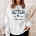 Shelter Island Ny Vintage Sports Navy Boat Anchor Flag Sweatshirt Gifts for Her
