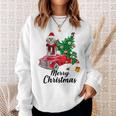 Shih Tzu Ride Red Truck Christmas Pajama Sweatshirt Gifts for Her
