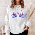 Skeleton Rock Hand Lgbt-Q Cool Bisexual Pride Color Bi Flag Sweatshirt Gifts for Her