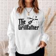 Vintage The Grillfather Funny Dad Bbq Grill Fathers Day Sweatshirt Gifts for Her