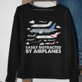Aircraft Easily Distracted By Airplanes Pilot Aviator Sweatshirt Gifts for Old Women