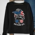 All American Girls 4Th Of July Messy Bun Hairdresser Sweatshirt Gifts for Old Women
