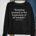 Aristotle Wisdom & Introspection Philosophy Quote Sweatshirt Gifts for Old Women