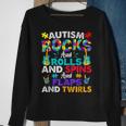 Autism Rocks And Rolls Autism Awareness Month Sweatshirt Gifts for Old Women