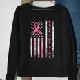 Back The Pink Ribbon American Flag Breast Cancer Warrior Sweatshirt Gifts for Old Women