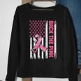Back The Pink Warrior Flag American Breast Cancer Awareness Breast Cancer Awareness Funny Gifts Sweatshirt Gifts for Old Women