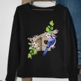 Blue Jay Bird Birdhouse And Pink Blossoms Bird Watching Sweatshirt Gifts for Old Women