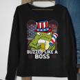 Buzzed Like A Boss 4Th Of July American Flag Frog Men Women Sweatshirt Gifts for Old Women
