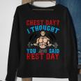 Chest Day Thought You Said Rest Day Backprint Bodybuilding Sweatshirt Gifts for Old Women