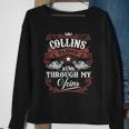 Collins Blood Runs Through My Veins Family Name Vintage Sweatshirt Gifts for Old Women