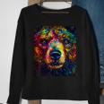 Colorful Grizzly Bear Closeup Sweatshirt Gifts for Old Women