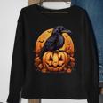 Crow Bird On Pumpkin Crow And Jack O Lantern Halloween Party Sweatshirt Gifts for Old Women