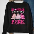 Cute Ghost Wednesday We Wear Pink Halloween Breast Cancer Sweatshirt Gifts for Old Women