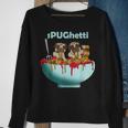 Cute Pugs Dogs In Spaghetti Noodles Eating Pasta Pets Sweatshirt Gifts for Old Women