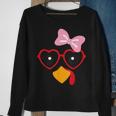Cute Turkey Face Heart Sunglasses Thanksgiving Costume Sweatshirt Gifts for Old Women