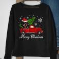 Dachshund Dog Riding Red Truck Christmas Decorations Pajama Sweatshirt Gifts for Old Women