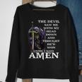 The Devil Saw My Head And Thought He'd Won Until I Said Amen Sweatshirt Gifts for Old Women