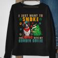 Dog Border Collie Smoke And Hang With My Border Collie Funny Smoker Weed Sweatshirt Gifts for Old Women