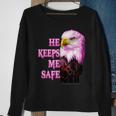 Eagle He Keeps Me Safe - She Keeps Me Wild Sweatshirt Gifts for Old Women