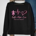 Faith Hope Love Breast Cancer Awareness Ribbon Heartbeat Sweatshirt Gifts for Old Women