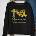 Faith Love Cure Gold Ribbon Childhood Cancer Awareness Sweatshirt Gifts for Old Women