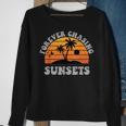 Forever Chasing Sunsets Funny Retro Sunset Photographer Men Sweatshirt Gifts for Old Women