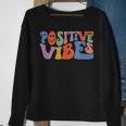 Fun Retro Hippie Inspirational Happy Positive Vibes Sweatshirt Gifts for Old Women