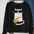 Funny Cat Wearing Sunglasses Playing Saxophone Sweatshirt Gifts for Old Women