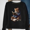 Cats Reading A Book Graphic Cat Kitten Lovers Sweatshirt Gifts for Old Women
