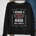 Funny Motorcycle I Kissed A Biker And I Liked It Sweatshirt Gifts for Old Women