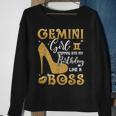 Gemini Girl Stepping Into My Birthday Like A Boss Heel Sweatshirt Gifts for Old Women