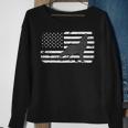 Gray Lone Wolf Distressed American Flag Back Print Sweatshirt Gifts for Old Women
