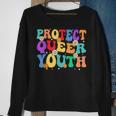 Groovy Protect Queer Youth Protect Trans Kids Trans Pride Sweatshirt Gifts for Old Women